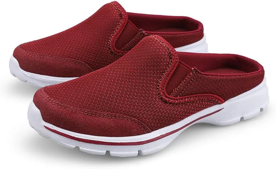 MizHome Women's Backless Walking Sneakers Summer Slip-on Mule Shoes Closed Toe Slippers