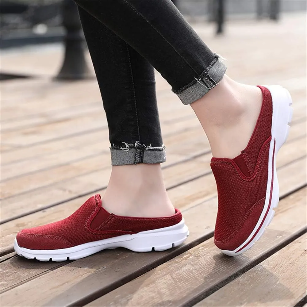 MizHome Women's Backless Walking Sneakers Summer Slip-on Mule Shoes Closed Toe Slippers
