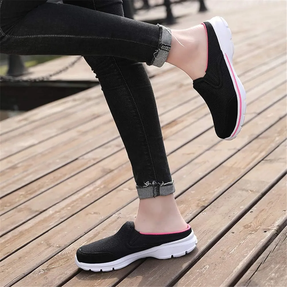 MizHome Women's Backless Walking Sneakers Summer Slip-on Mule Shoes Closed Toe Slippers