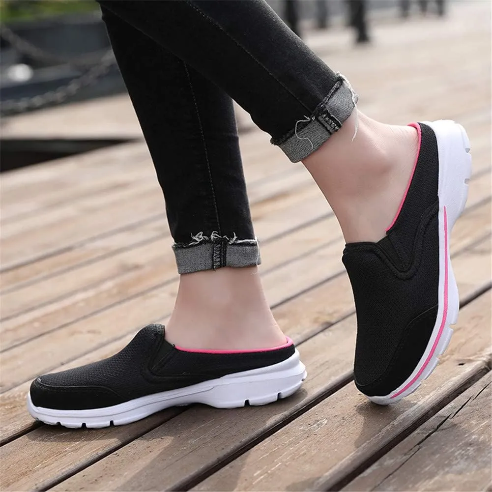MizHome Women's Backless Walking Sneakers Summer Slip-on Mule Shoes Closed Toe Slippers