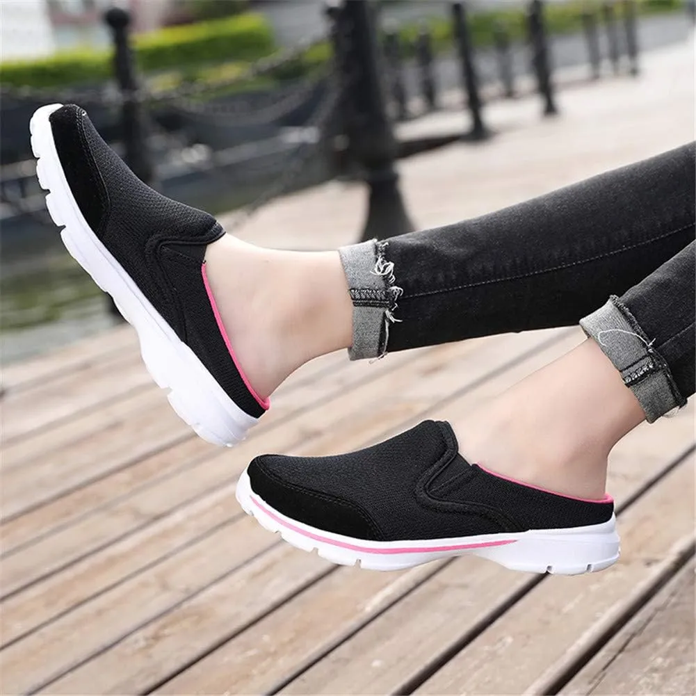MizHome Women's Backless Walking Sneakers Summer Slip-on Mule Shoes Closed Toe Slippers