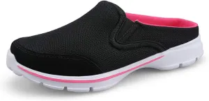 MizHome Women's Backless Walking Sneakers Summer Slip-on Mule Shoes Closed Toe Slippers