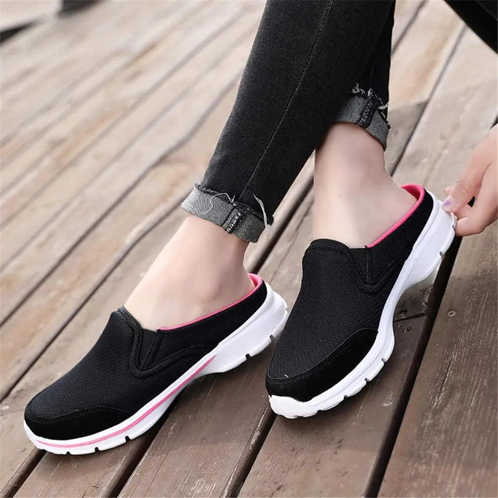 MizHome Women's Backless Walking Sneakers Summer Slip-on Mule Shoes Closed Toe Slippers