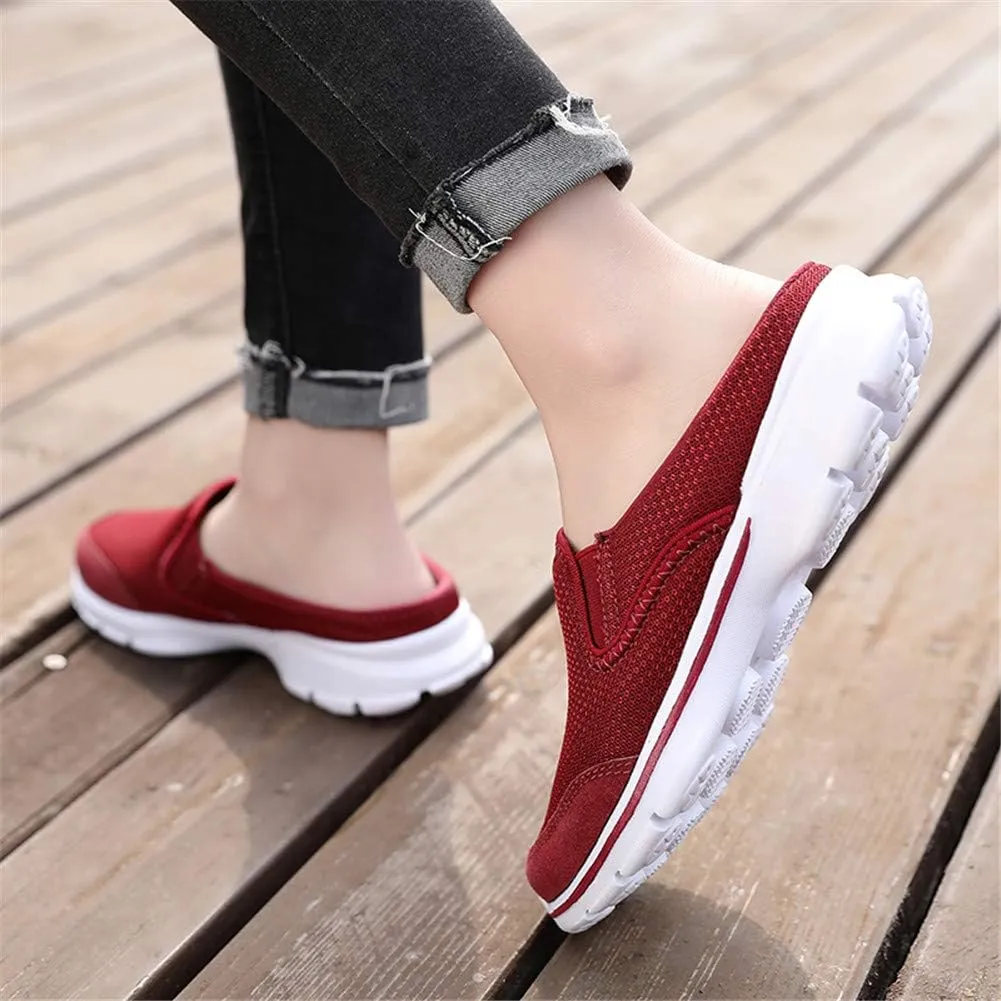 MizHome Women's Backless Walking Sneakers Summer Slip-on Mule Shoes Closed Toe Slippers
