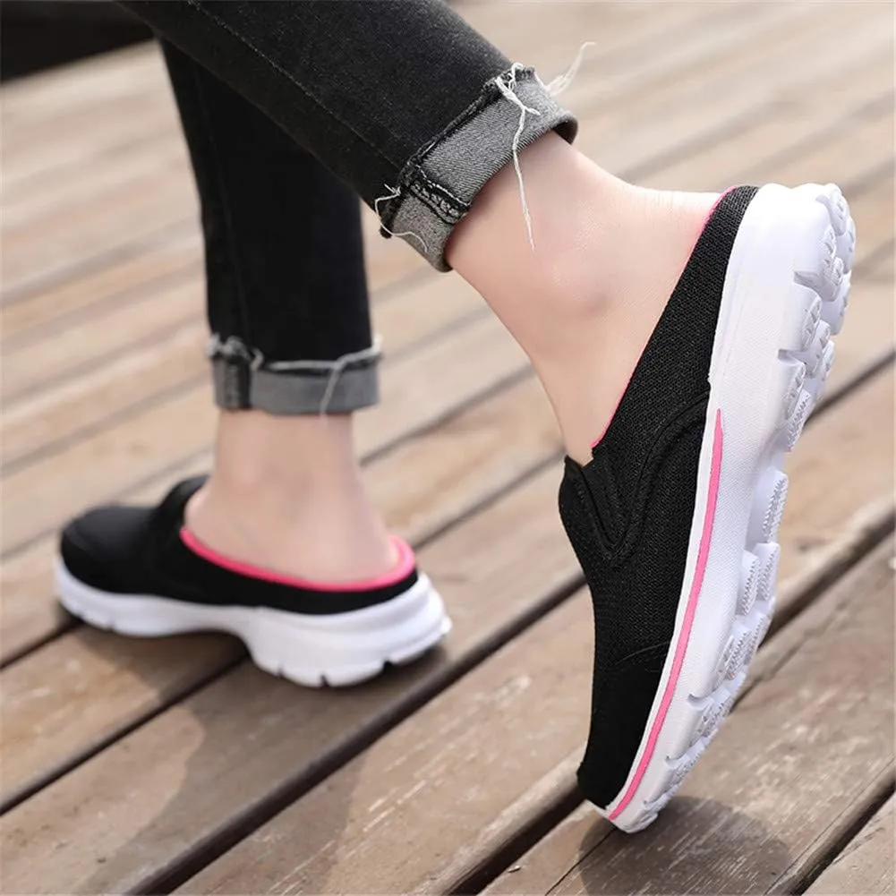 MizHome Women's Backless Walking Sneakers Summer Slip-on Mule Shoes Closed Toe Slippers
