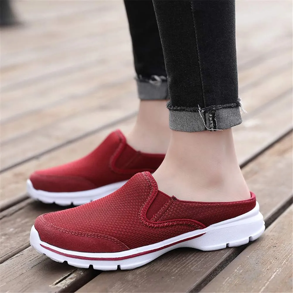 MizHome Women's Backless Walking Sneakers Summer Slip-on Mule Shoes Closed Toe Slippers