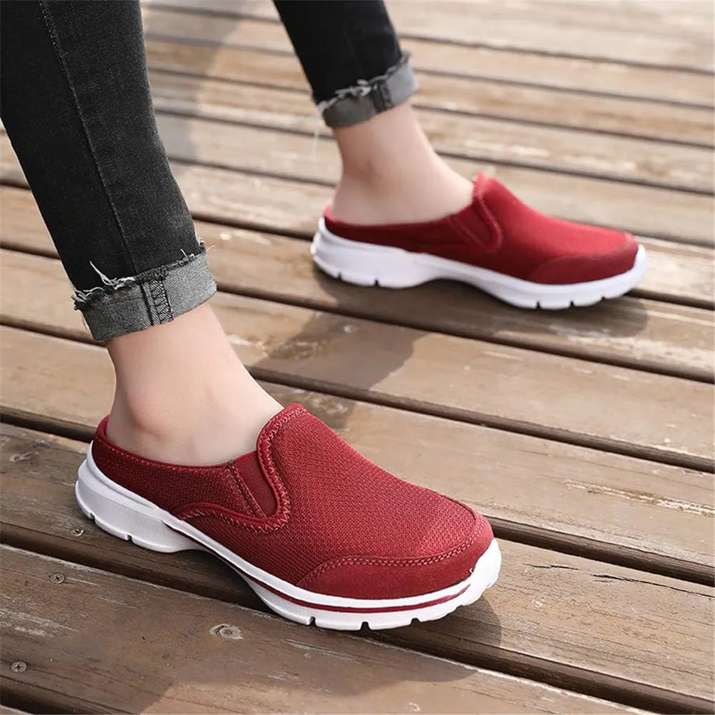 MizHome Women's Backless Walking Sneakers Summer Slip-on Mule Shoes Closed Toe Slippers