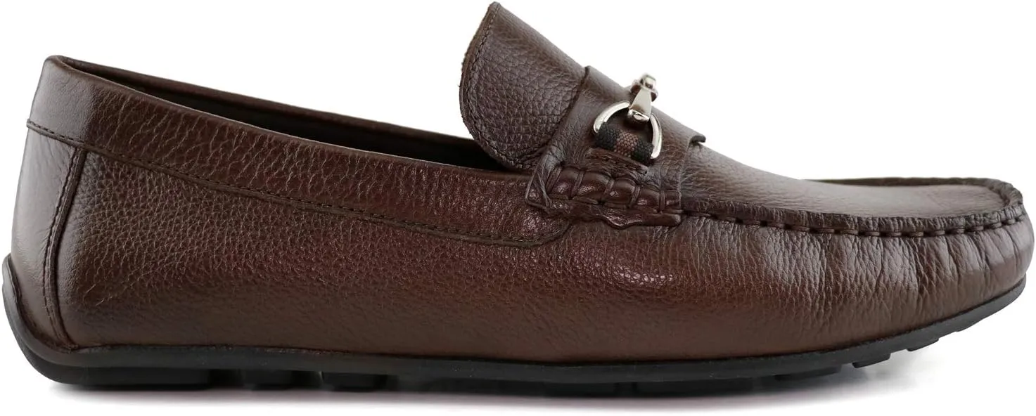 MJNY Mens Casual Comfortable Genuine Leather Lightweight Driving Moccasins Classic Fashion Buckle Loafer Slip On Breathable Driving Loafer