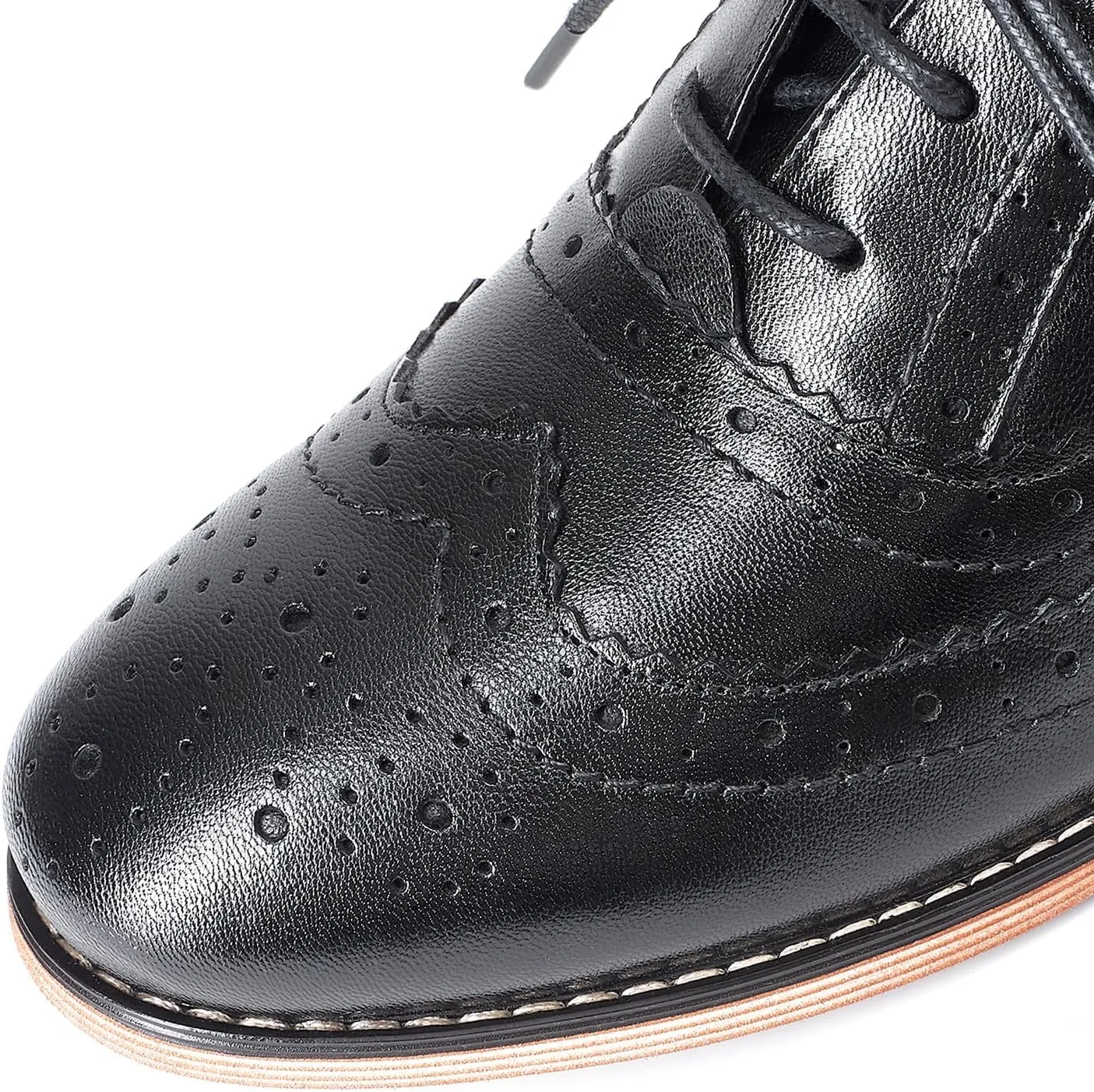 Mona flying Womens Handcrafted Comfy Wingtip Oxfords Brogue Ladies Lace up Leather Shoes