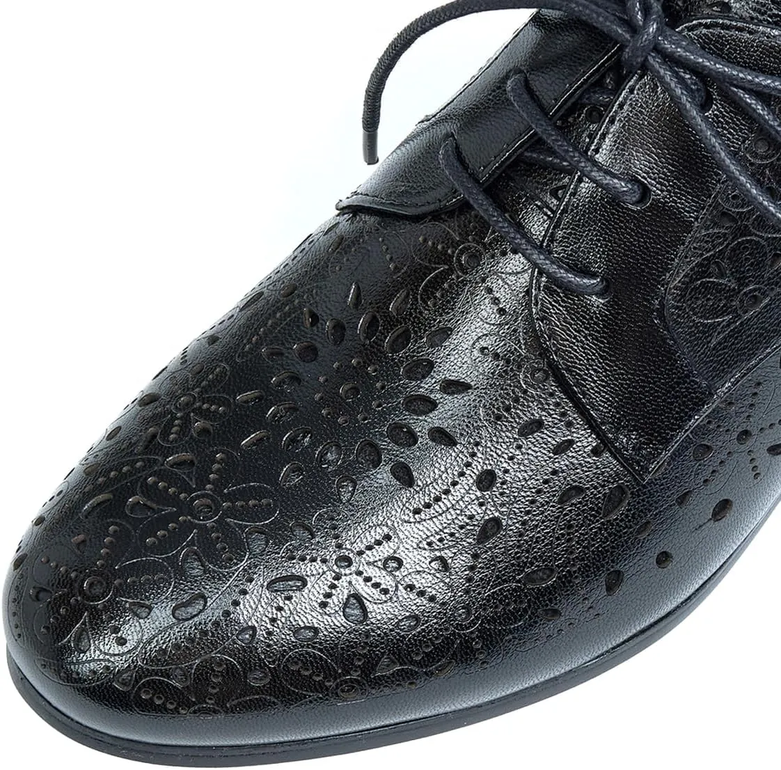 Mona flying Women's Leather Perforated Lace-up Oxfords Brogue Derby Shoes for Ladies
