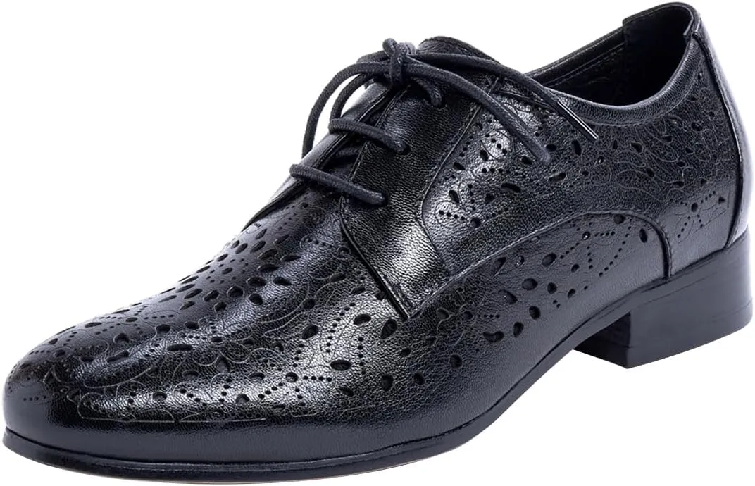 Mona flying Women's Leather Perforated Lace-up Oxfords Brogue Derby Shoes for Ladies