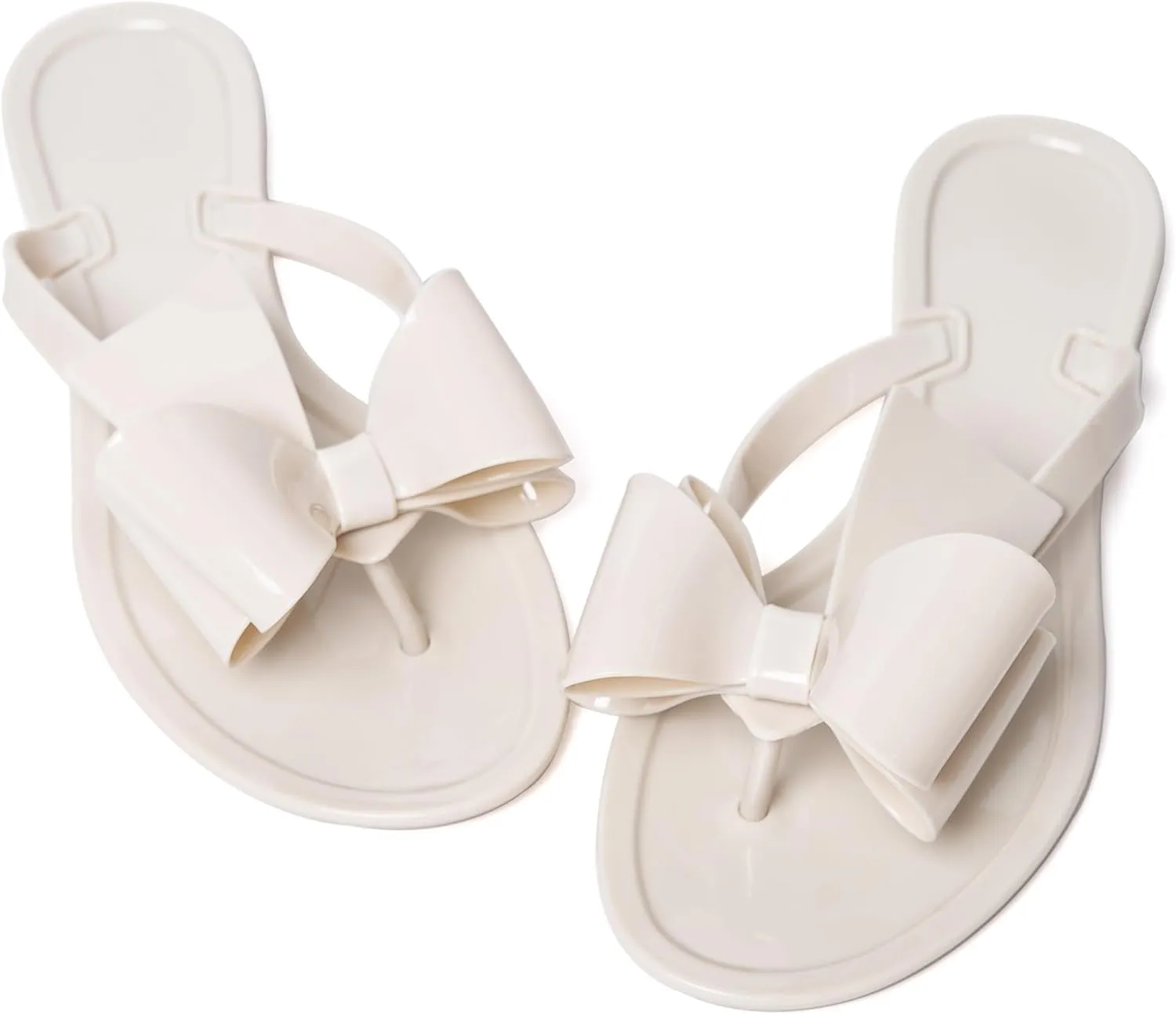 Mtzyoa Women Flip-Flops Flat Sandals Jelly Bow Beach Flat Rivets Rain Cute Dressy Summer Sandals