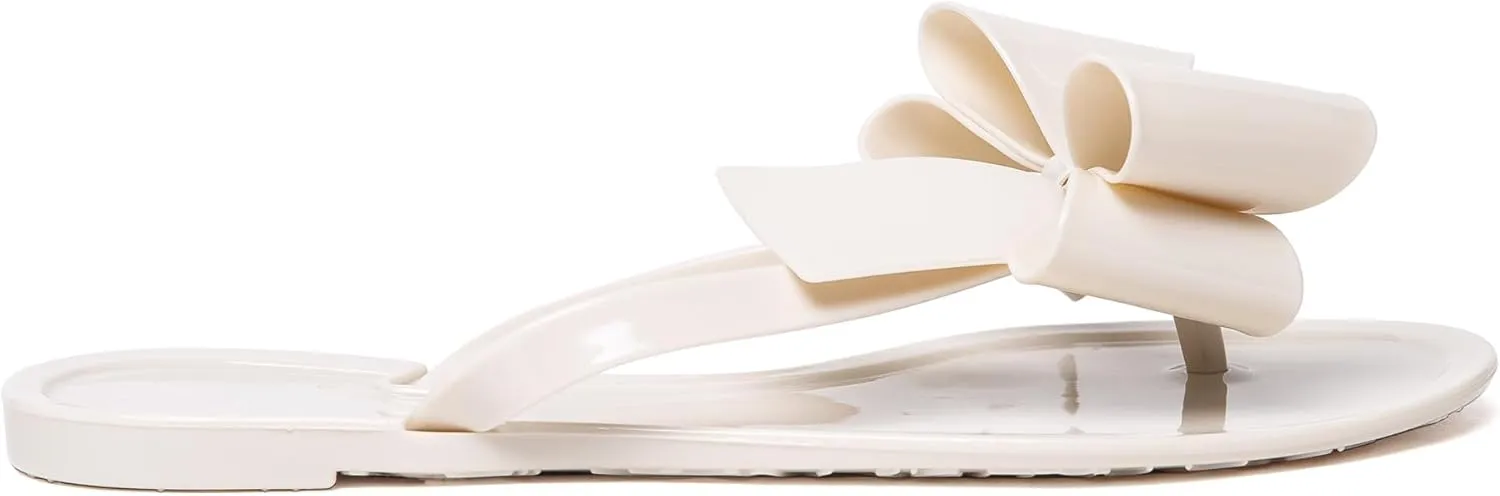Mtzyoa Women Flip-Flops Flat Sandals Jelly Bow Beach Flat Rivets Rain Cute Dressy Summer Sandals