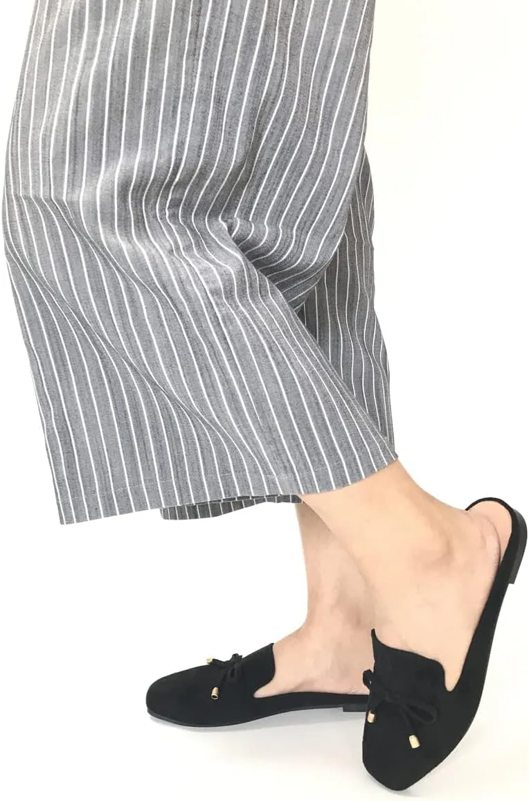 Mule Loafers for Women Flats Bowknot Slip On Slides Open Back Summer Casual Shoes