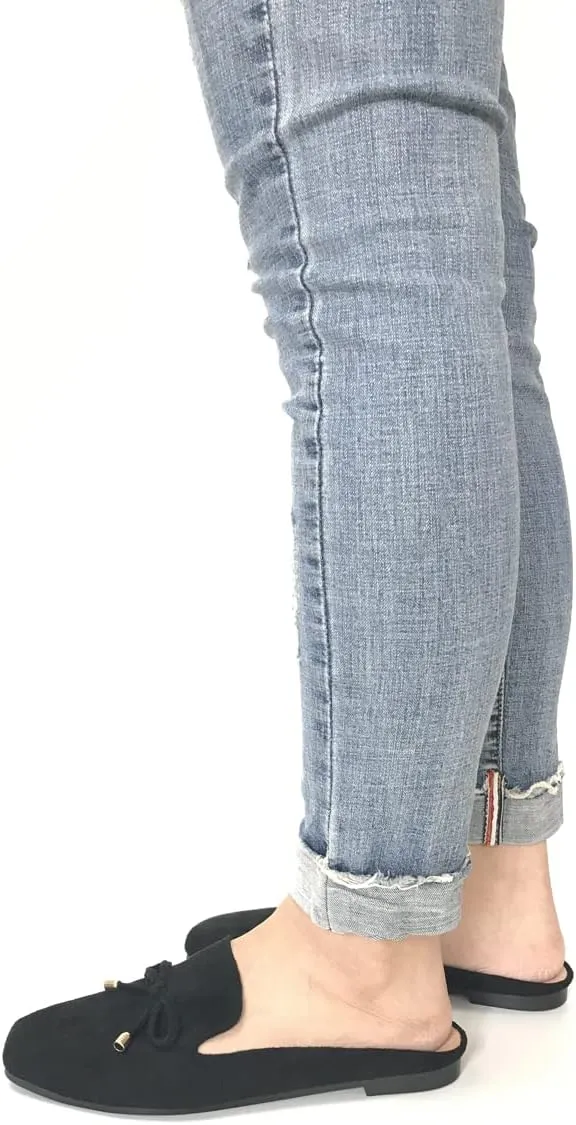 Mule Loafers for Women Flats Bowknot Slip On Slides Open Back Summer Casual Shoes