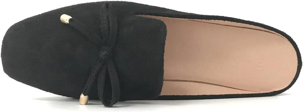 Mule Loafers for Women Flats Bowknot Slip On Slides Open Back Summer Casual Shoes