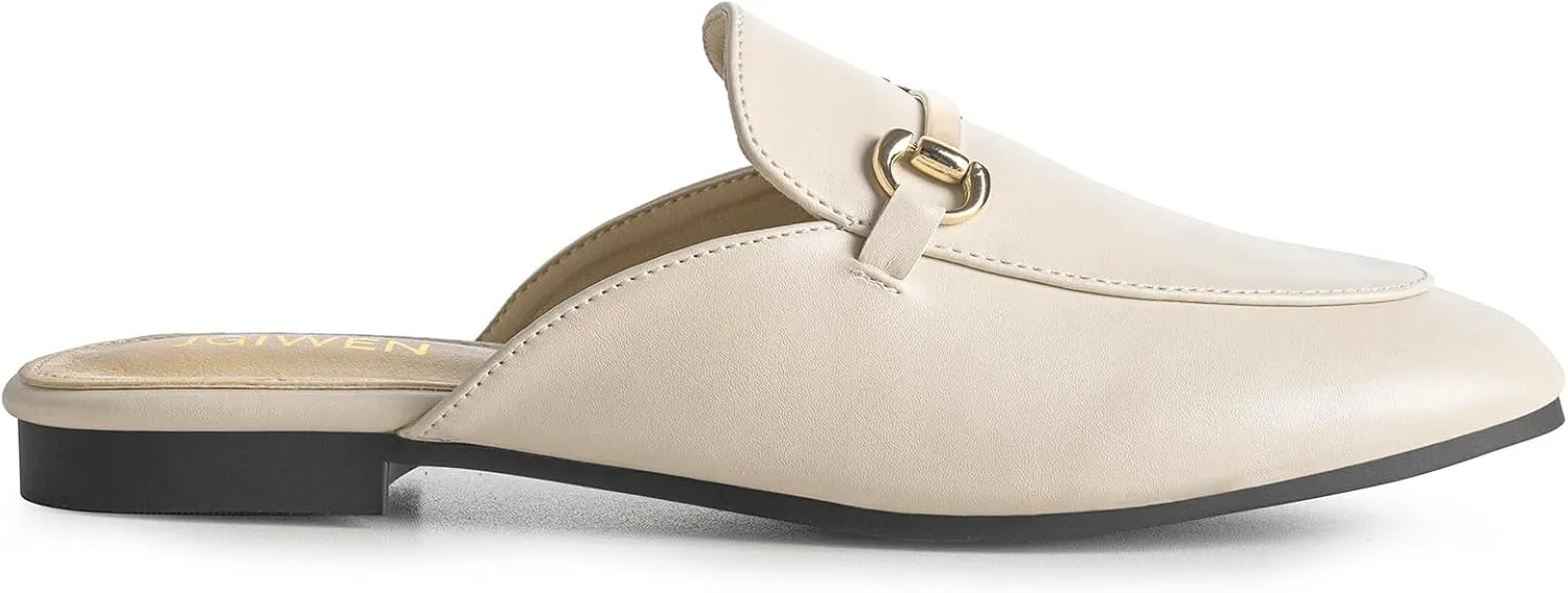 Mules for Woman Flats Comfortable Buckle Mules Round Toe Backless Loafers Womens Slip On Shoes Size 6-10