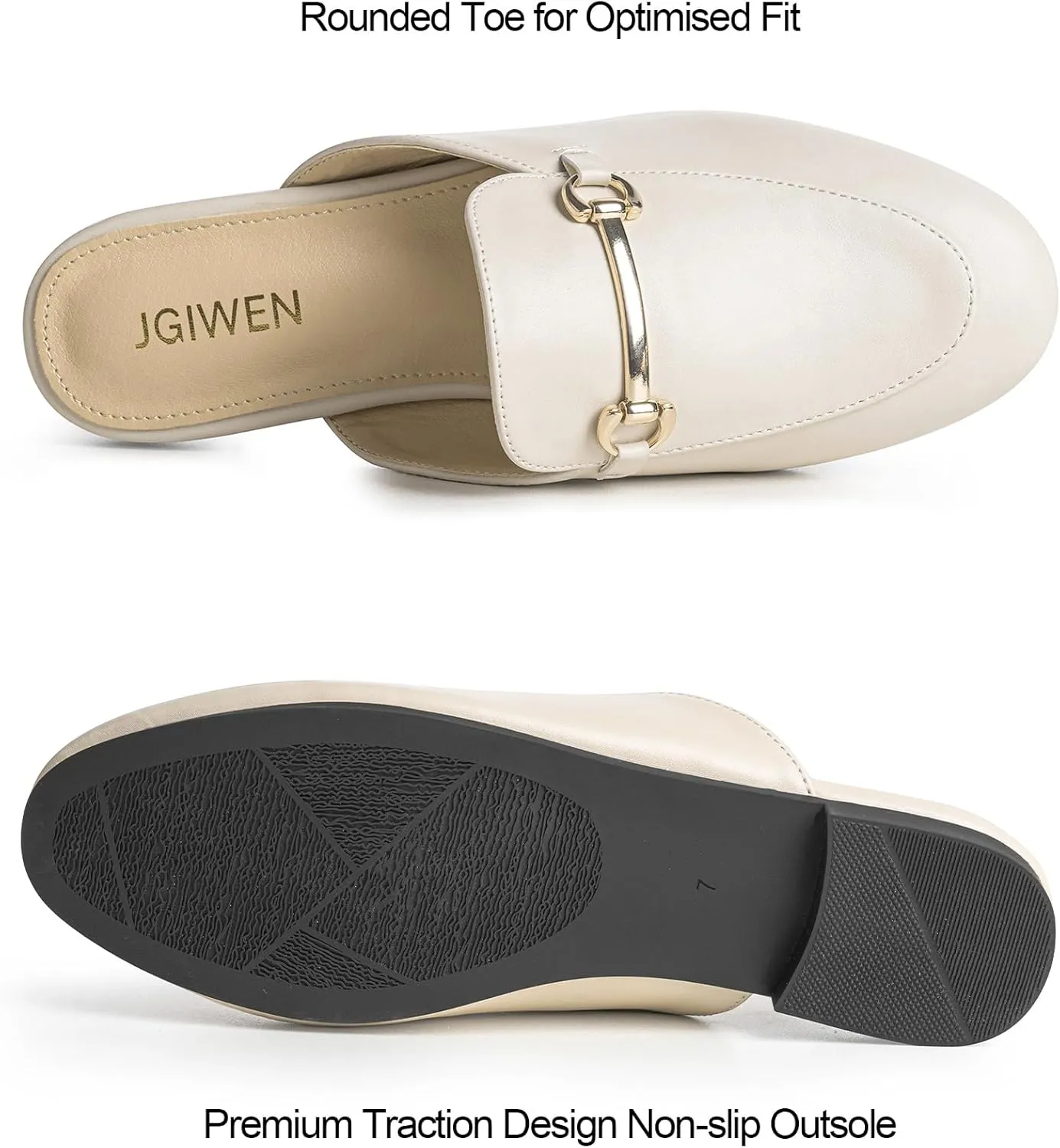 Mules for Woman Flats Comfortable Buckle Mules Round Toe Backless Loafers Womens Slip On Shoes Size 6-10