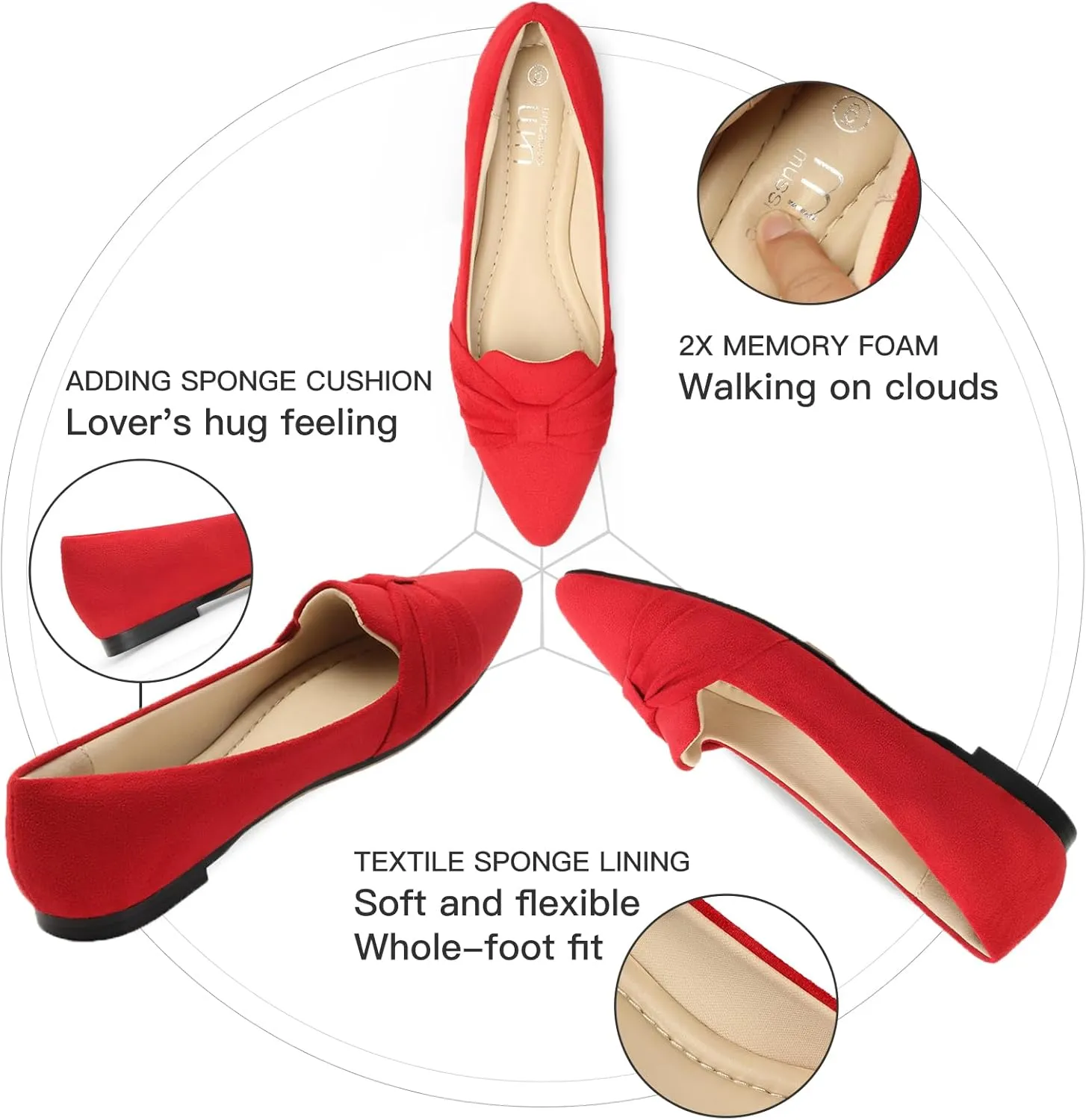 MUSSHOE Flat Shoes Women Comfortable Slip on Women's Flats Dress Shoes for Women