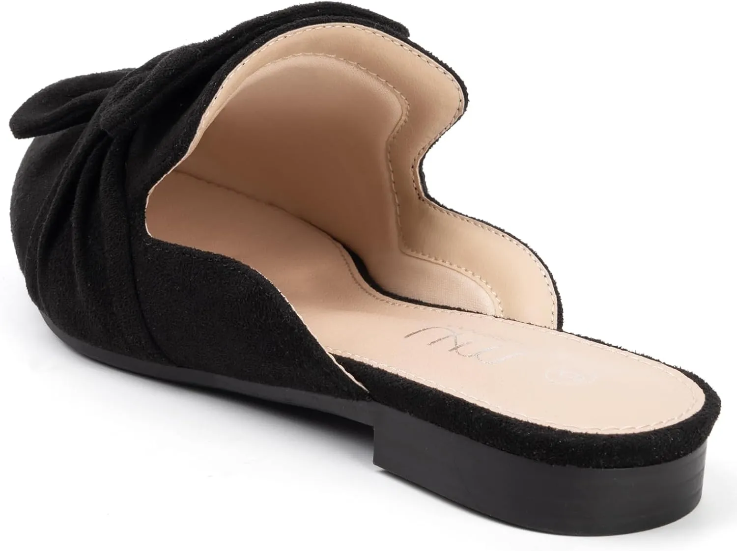 MUSSHOE Womens Mules Comfortable Pointed Toe Mules for Women Flats Backless Loafers with Bow Slip On
