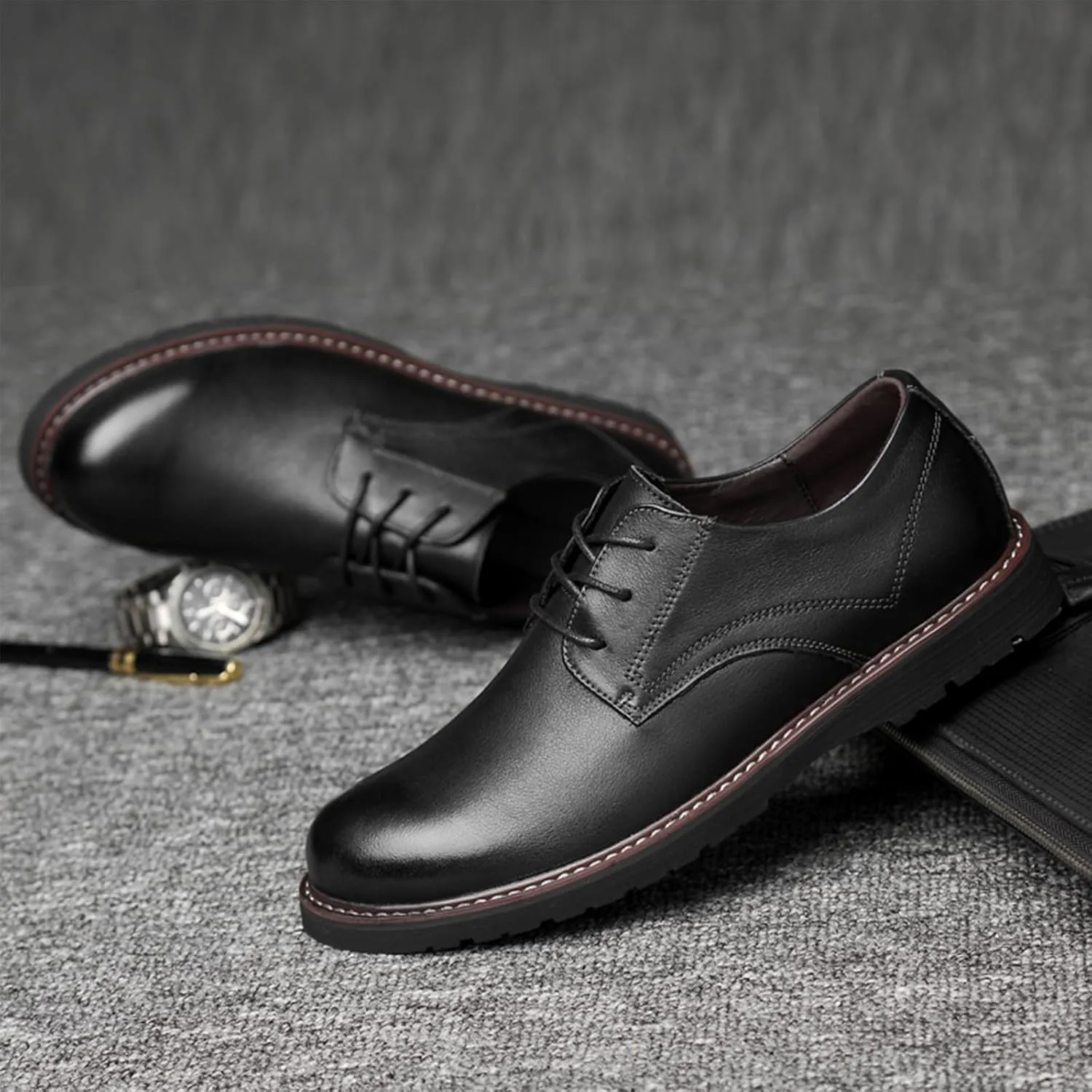 MWX Men's Dress Oxford Shoes Lace Up Formal Oxford Classic Round Toe Casual Shoes