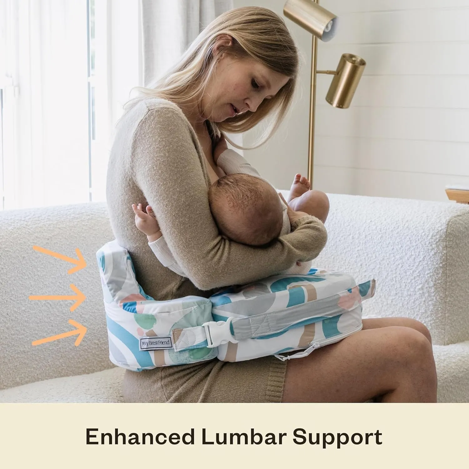 My Brest Friend Organic Cotton Super Deluxe Nursing Pillow - Enhanced Comfort & Ergonomic Breastfeeding Pillow - Ultimate Support For Mom & Baby - Adjustable with Handy Side Pocket, Modern Art