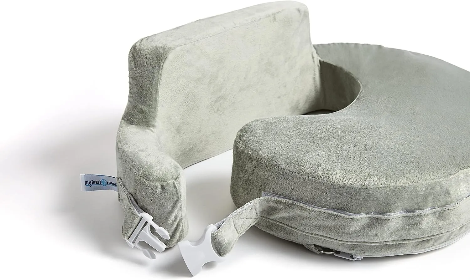 My Brest Friend Super Deluxe Nursing Pillow - Enhanced Comfort & Ergonomic Breastfeeding Pillow for Ultimate Support For Mom & Baby - Adjustable and with Handy Side Pocket, Platinum