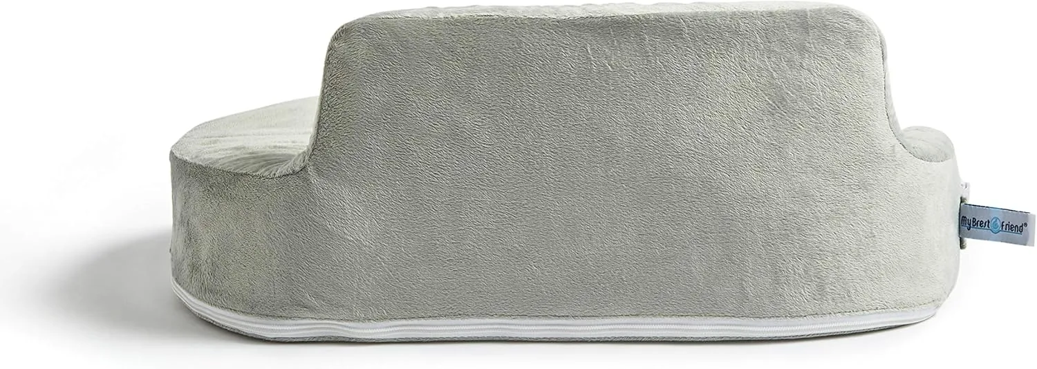 My Brest Friend Super Deluxe Nursing Pillow - Enhanced Comfort & Ergonomic Breastfeeding Pillow for Ultimate Support For Mom & Baby - Adjustable and with Handy Side Pocket, Platinum