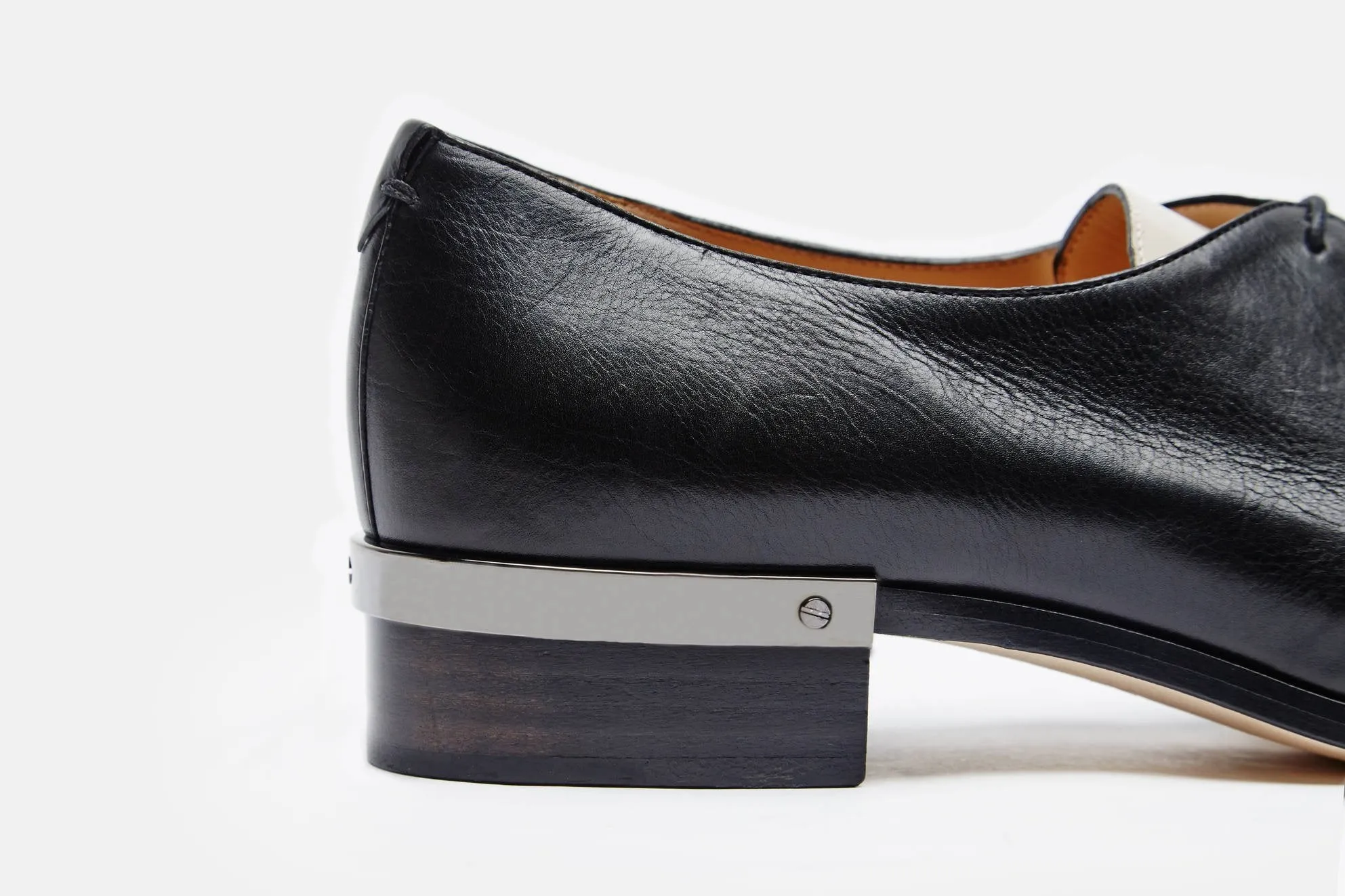 Nappa/Patent Leather Flat Oxford - Nude Black