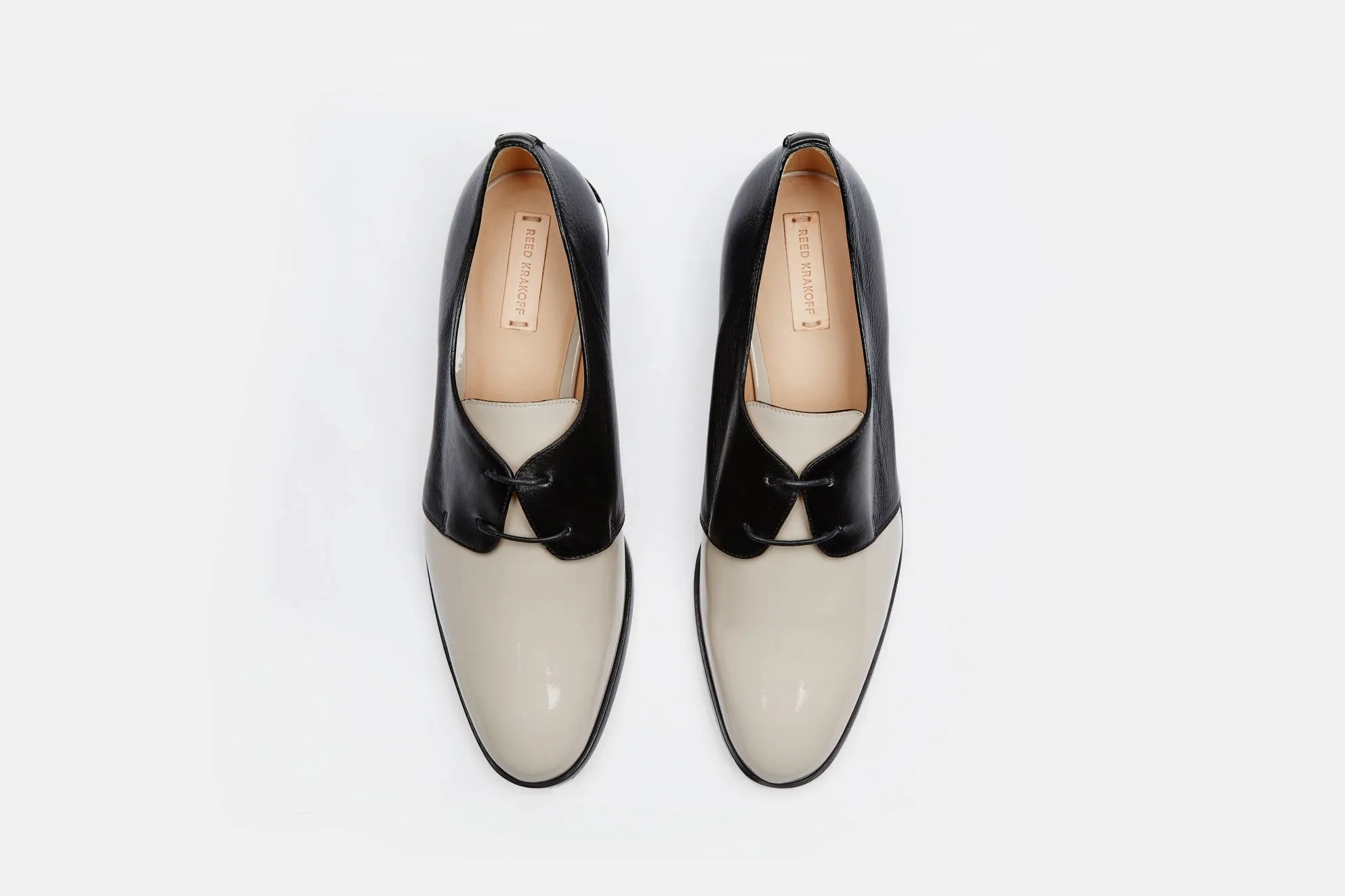 Nappa/Patent Leather Flat Oxford - Nude Black