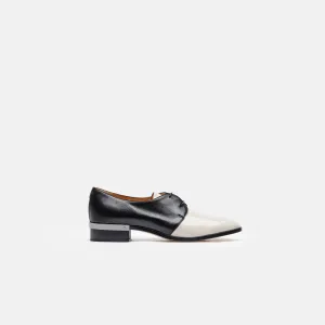Nappa/Patent Leather Flat Oxford - Nude Black