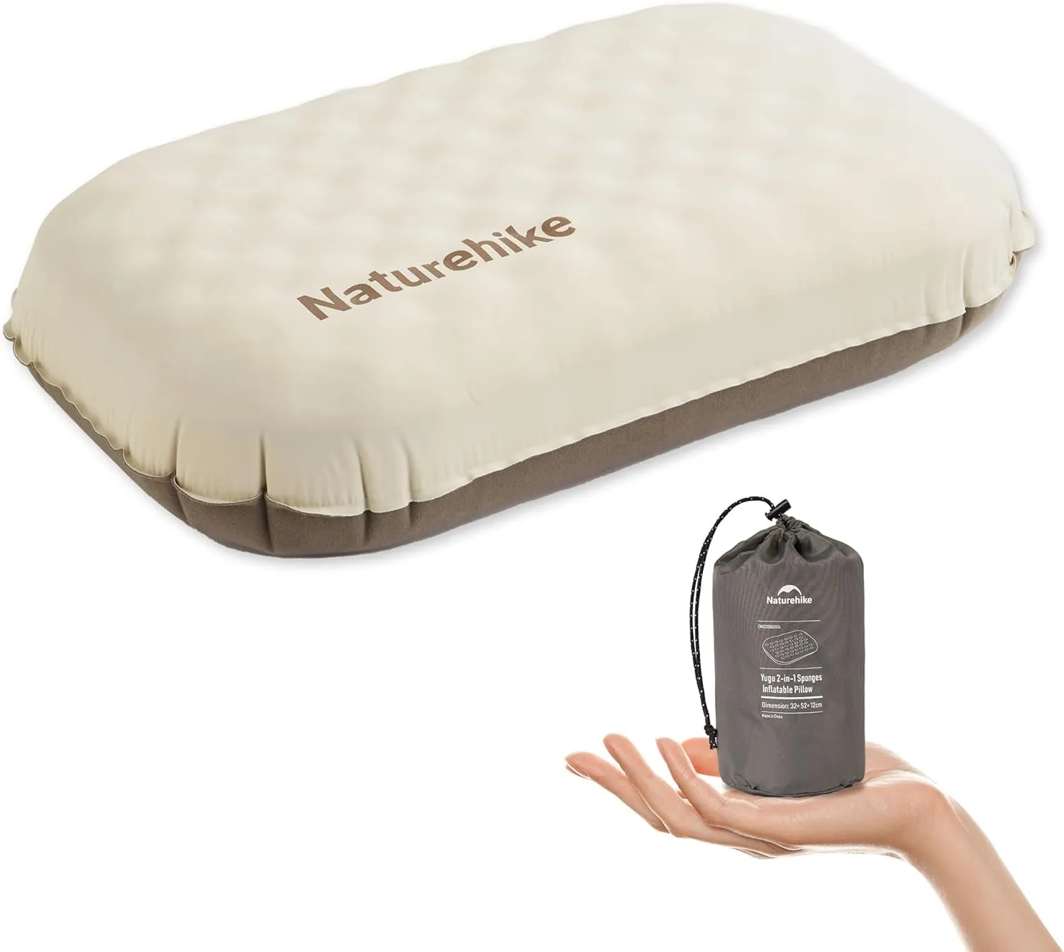 Naturehike 5.7oz Ultralight Inflatable Foam Bed Pillow, Adjustable Firmness Ergonomic Camping Pillows for Travel, Hiking, Backpacking, Home, 2024 Asia Outdoor Gear Awards