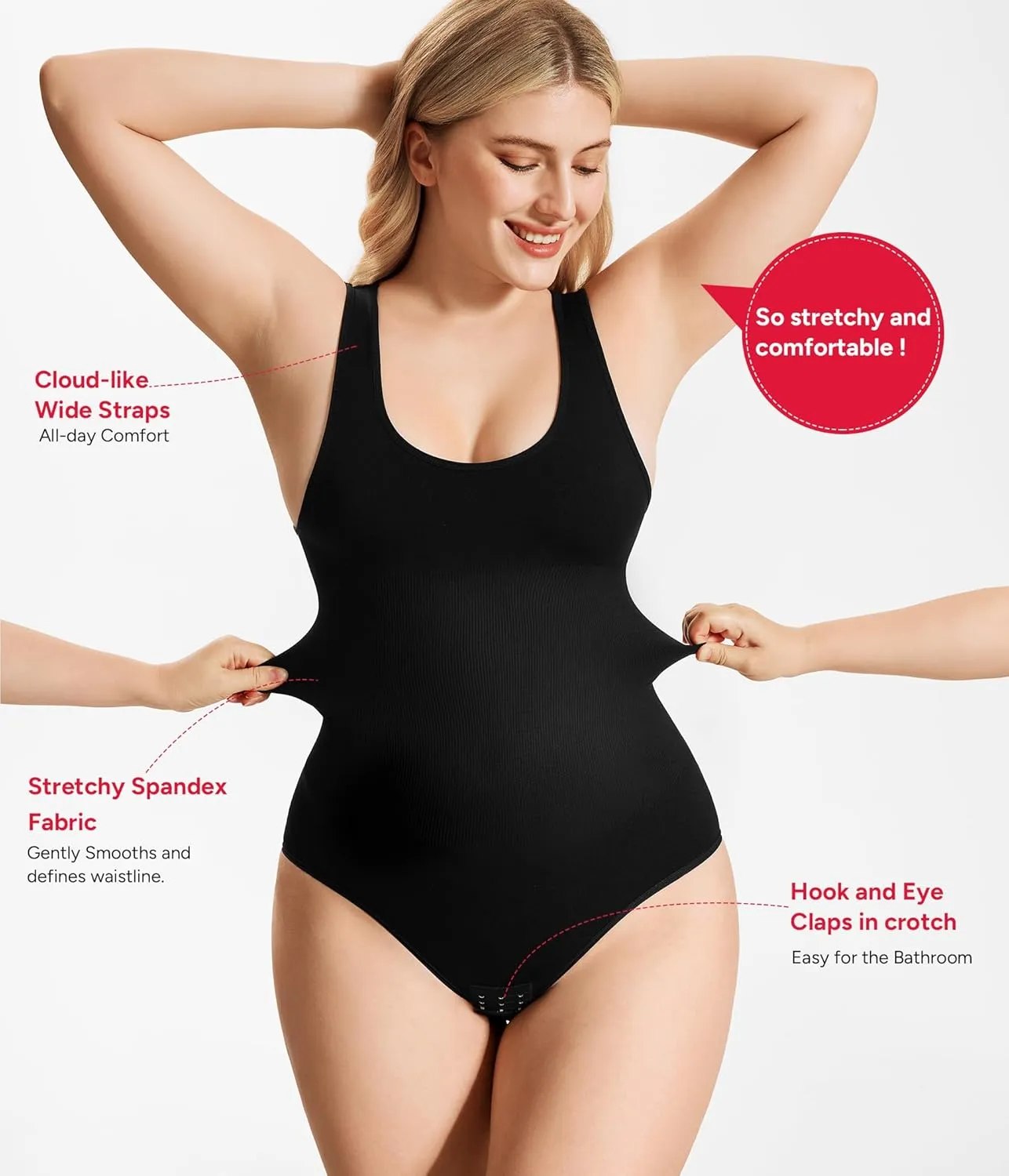 Nebility Bodysuit Shapewear for Women Tummy Control Body Shaper Faja Waist Trainer Seamless Body Suit Going Out Tops