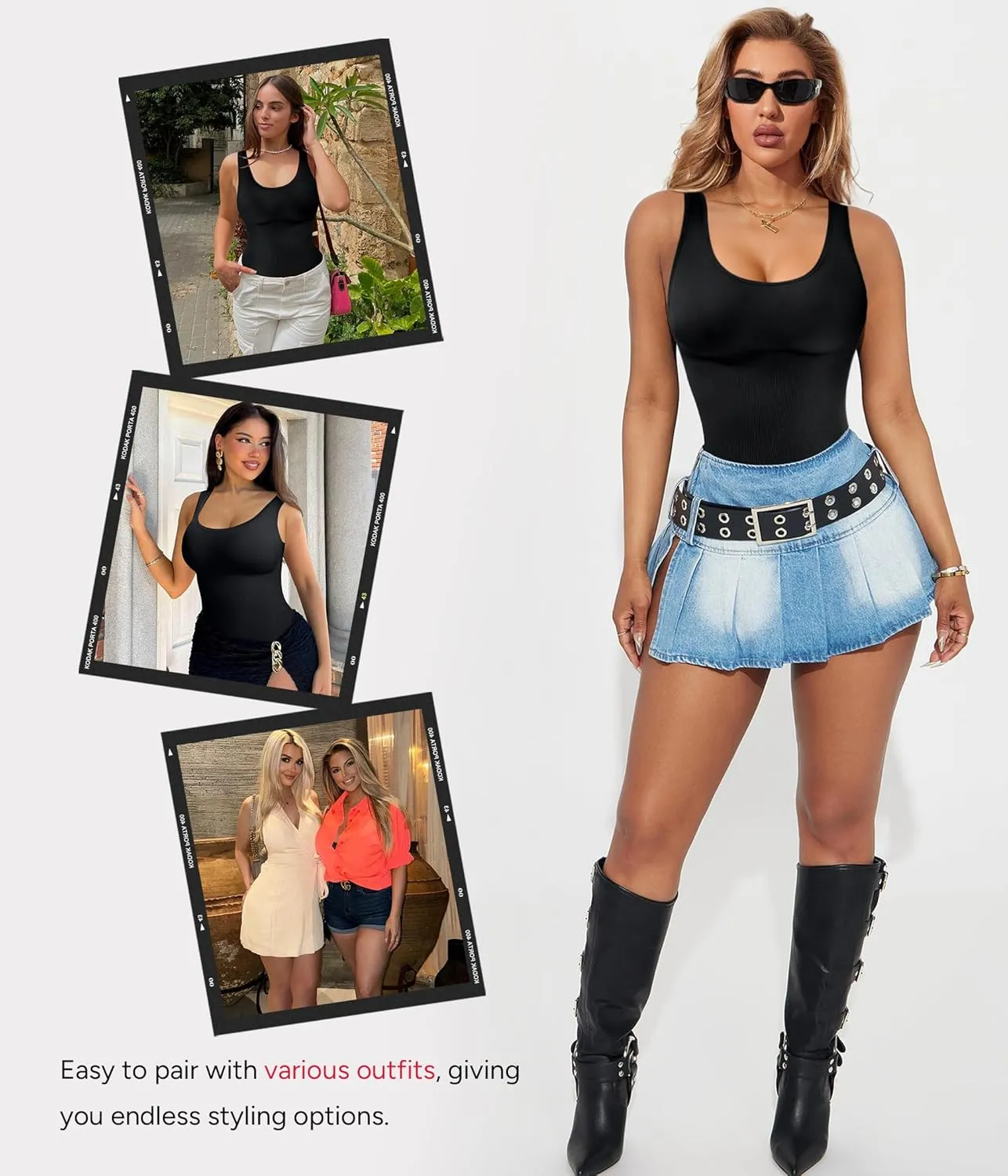Nebility Bodysuit Shapewear for Women Tummy Control Body Shaper Faja Waist Trainer Seamless Body Suit Going Out Tops