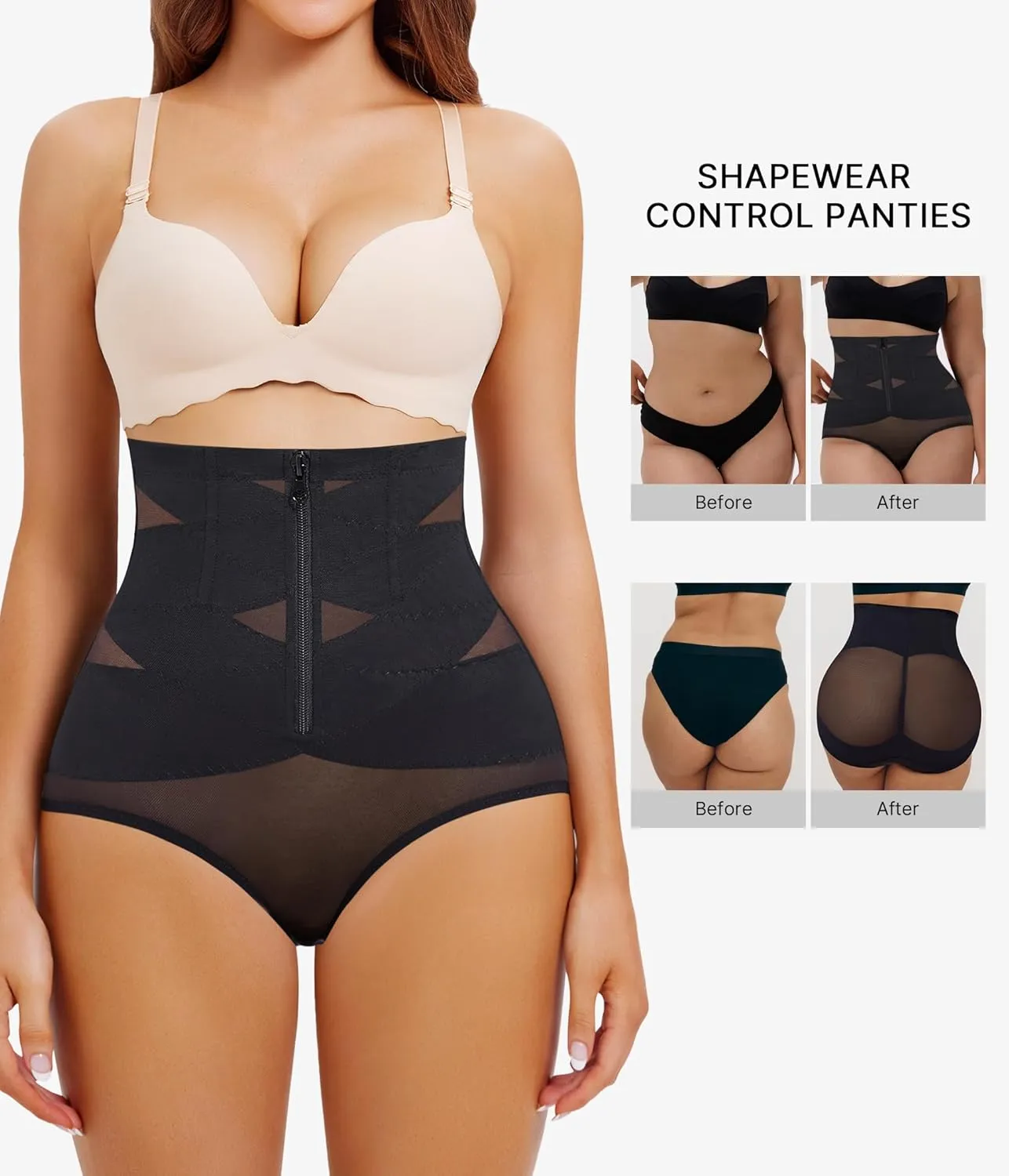 Nebility Butt Lifting Shapewear Tummy Control Body Shaper Seamless Underwear Girdle Hi-Waist Trainer Panties