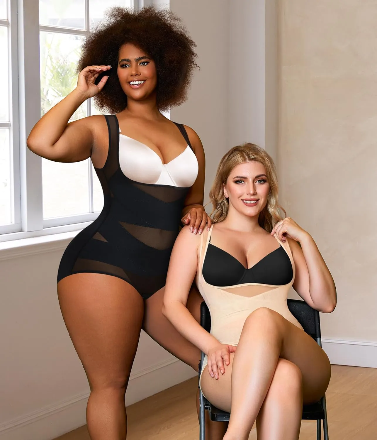 Nebility Plus Size Shapewear Bodysuit for Women Tummy Control Body Shaper Seamless Faja Colombian Waist Trainer Girdle