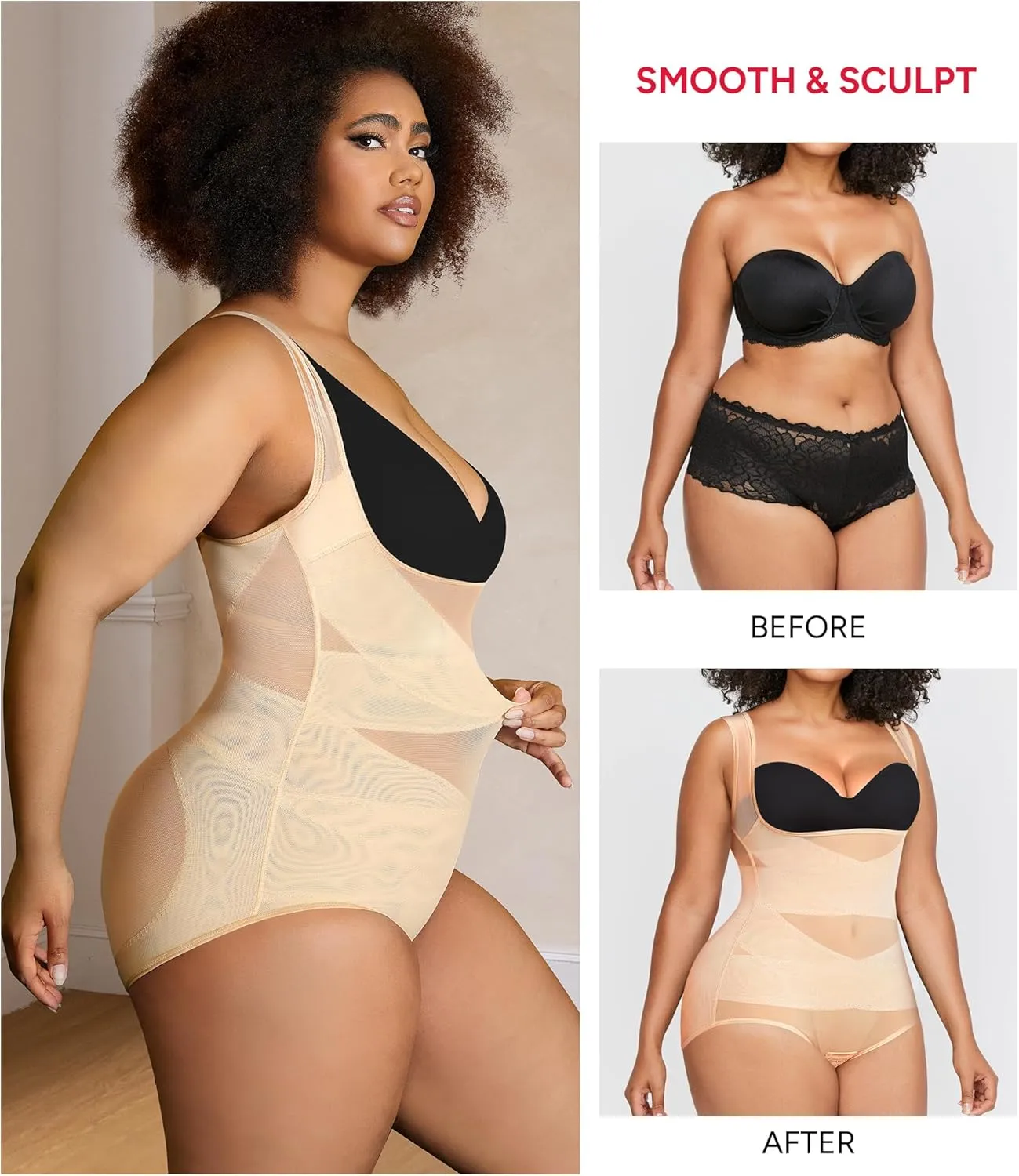 Nebility Plus Size Shapewear Bodysuit for Women Tummy Control Body Shaper Seamless Faja Colombian Waist Trainer Girdle