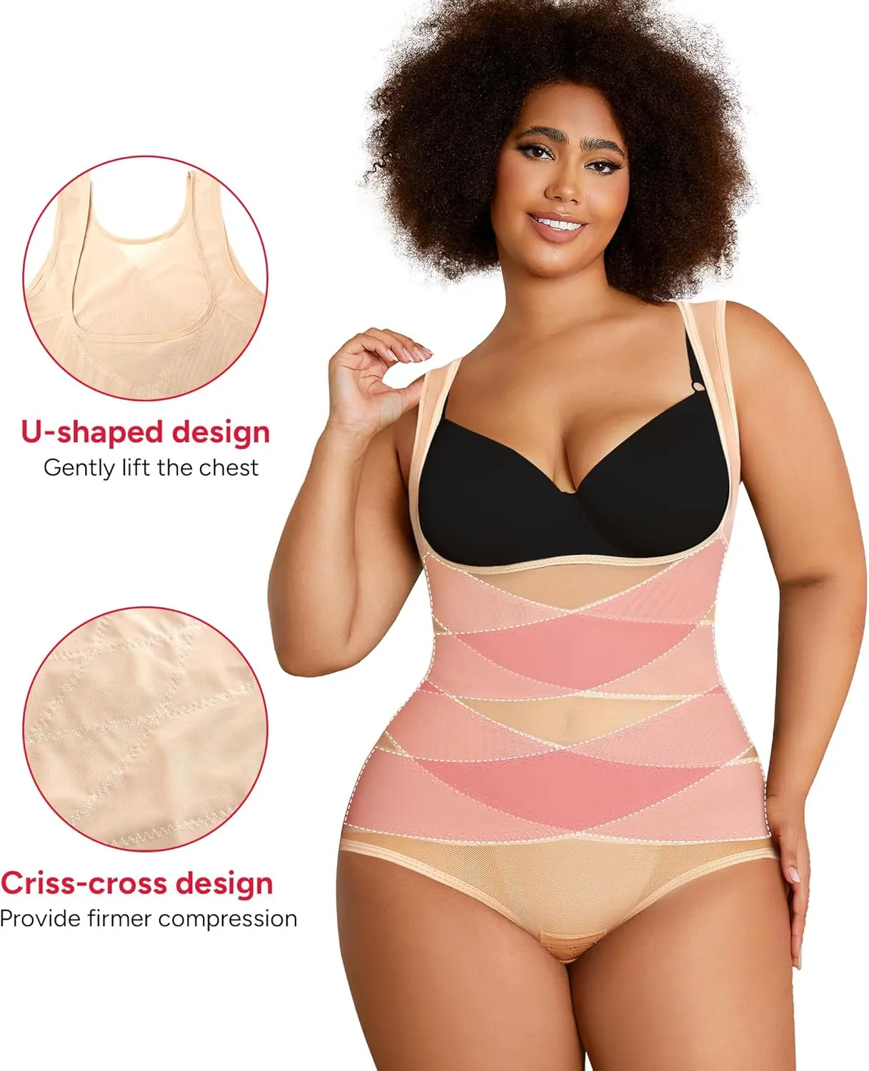 Nebility Plus Size Shapewear Bodysuit for Women Tummy Control Body Shaper Seamless Faja Colombian Waist Trainer Girdle
