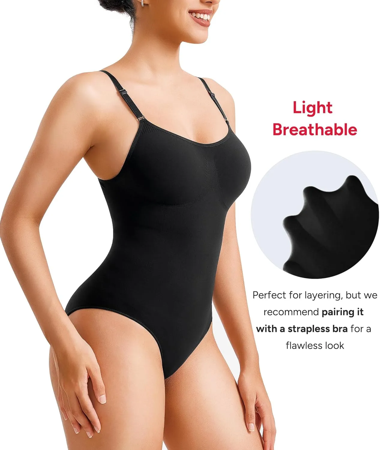 Nebility Shapewear Bodysuit for Women Tummy Control Body Shaper Seamless Sculpting Snatched Waist Trainer Body Suit