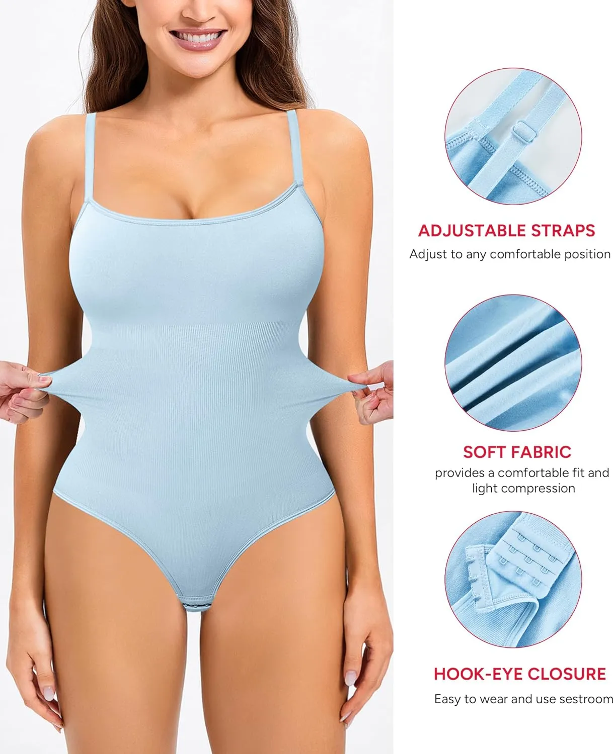 Nebility Shapewear Waist Trainer Bodysuits Women Clothing Tummy Control Seamless Full Body Shaper Square Neck Jumpsuits Top