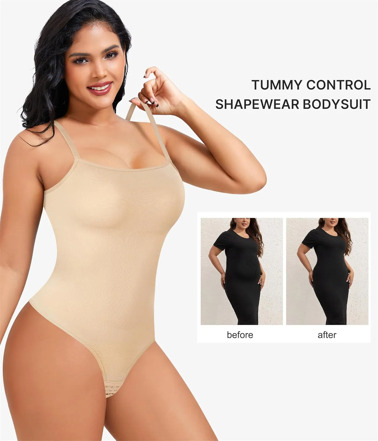 Nebility Shapewear Waist Trainer Bodysuits Women Clothing Tummy Control Seamless Full Body Shaper Square Neck Jumpsuits Top