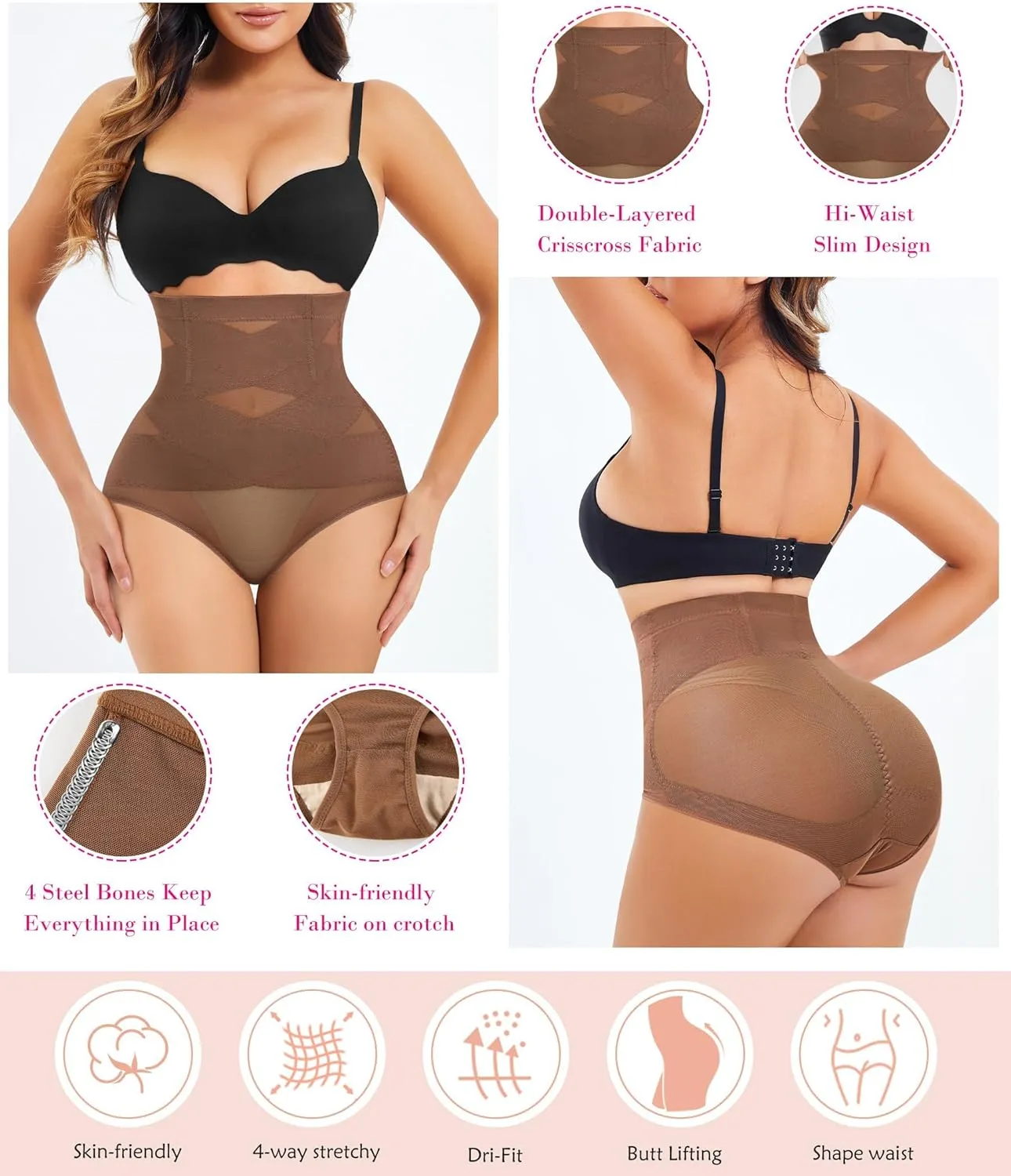 Nebility Womens' Tummy Control High Waist Trainer Body Shaper