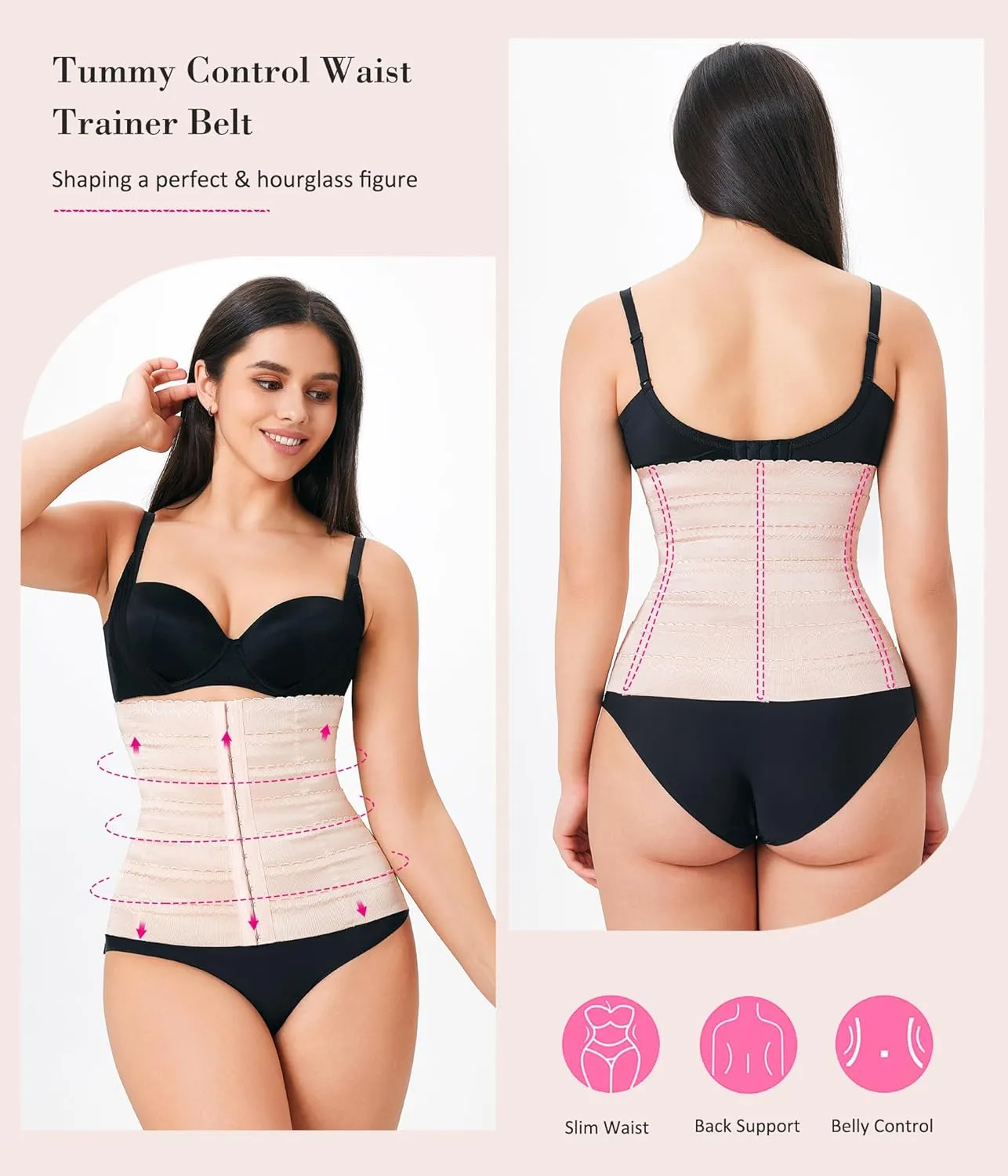 Nebility Womens' Waist Trainer Tummy Control Waist Cincher Slim Body Shaper
