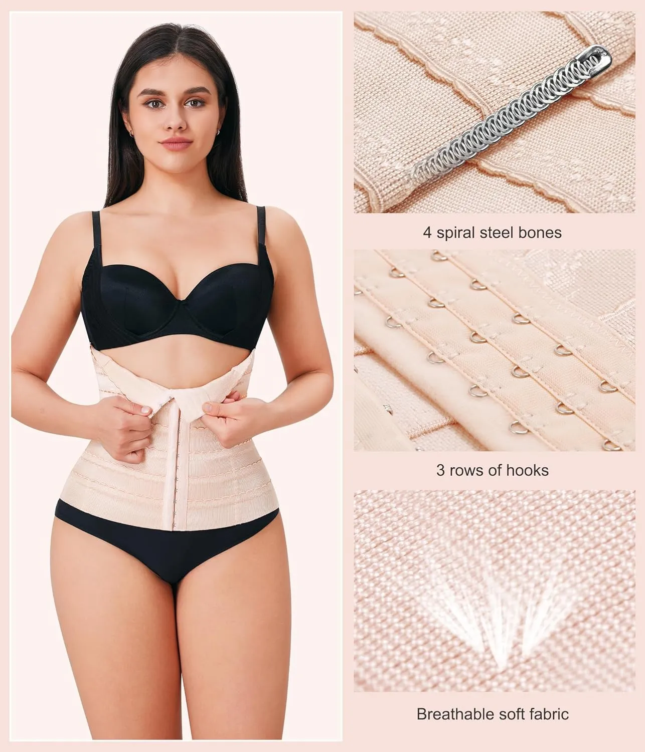 Nebility Womens' Waist Trainer Tummy Control Waist Cincher Slim Body Shaper