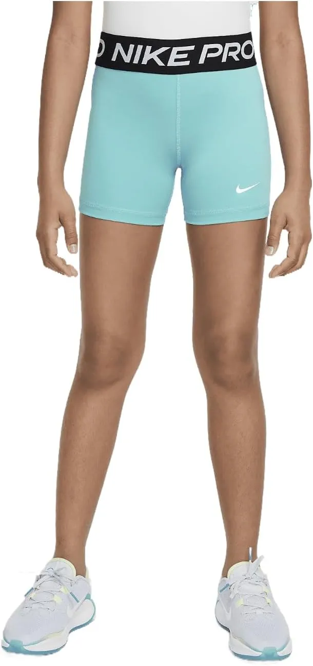 Nike Pro Big Kids' (Girls') Shorts (Green Frost/White, DA1033-300) Size X-Large