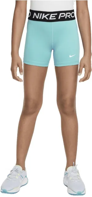 Nike Pro Big Kids' (Girls') Shorts (Green Frost/White, DA1033-300) Size X-Small