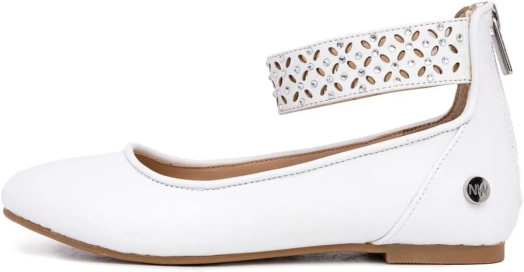 Nine West Girls Dress Shoes Ballerina Flat Ankle Strap Ballet Flat for Wedding Party School (Toddler-Little Kid-Big Kid)