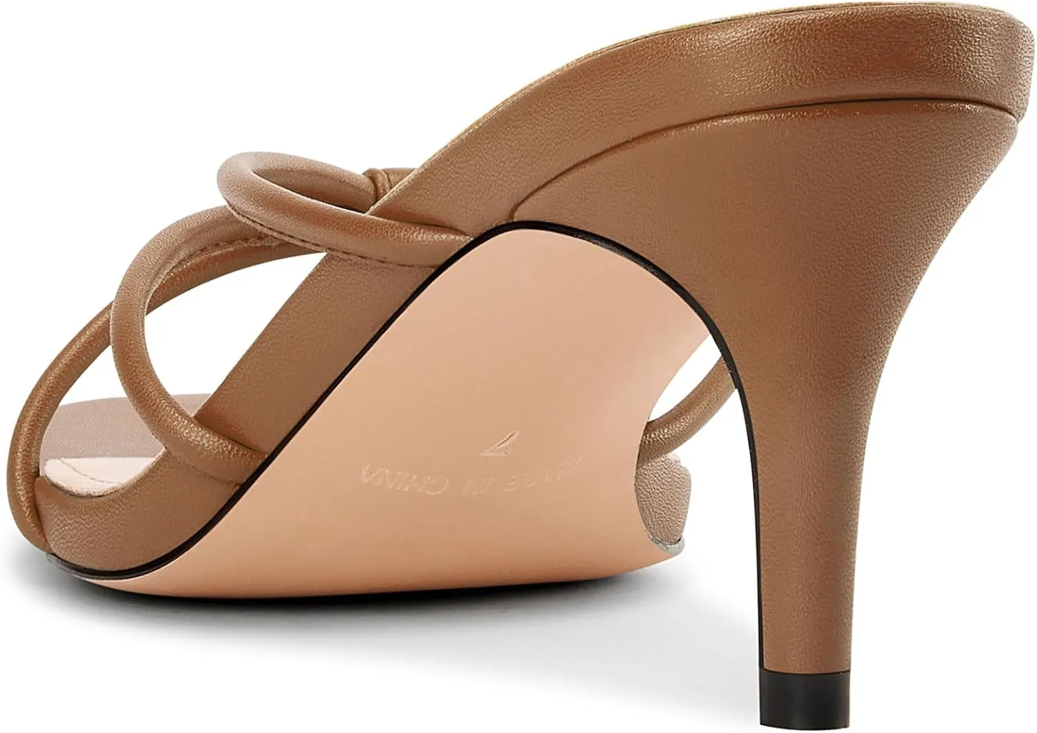 NobleOnly Womens Strappy Kitten Heels Square Open Toe Thong Heels Flip Flop Heels Dress Prom Slip-on Mule Heels 2.6 Inches Heels