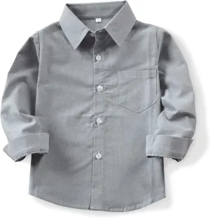 OCHENTA Little Big Boys' & Men's Long Sleeve Button Down Oxford Casual Dress Shirt