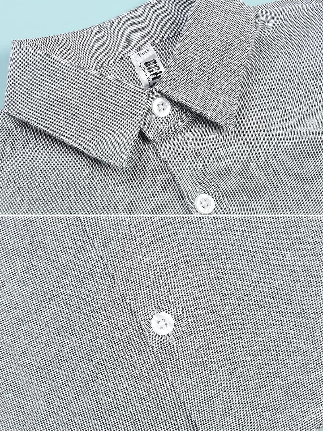 OCHENTA Little Big Boys' & Men's Long Sleeve Button Down Oxford Casual Dress Shirt